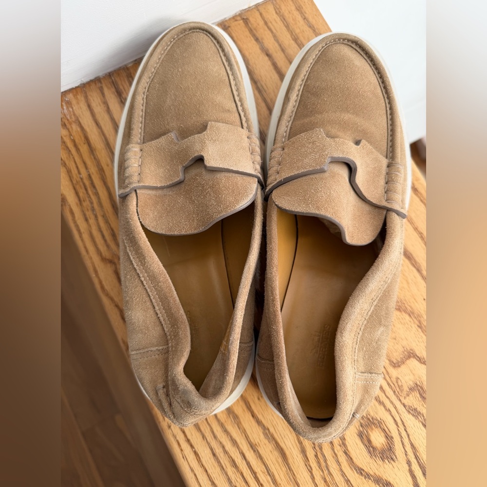 Hermes Light Brown Suede Loafers - Picture 3 of 6